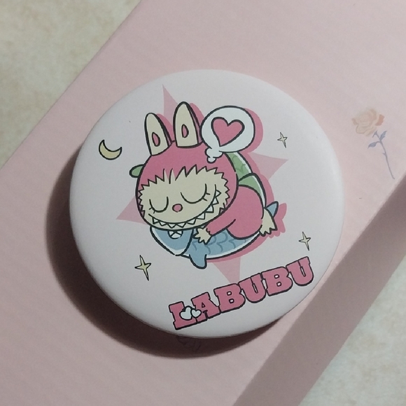 Labubu Pink and White Button Compact Mirror - Picture 1 of 4